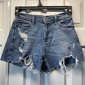 Hollister Women’s High Rise Vintage Denim Shorts Distressed Style Waist 25
